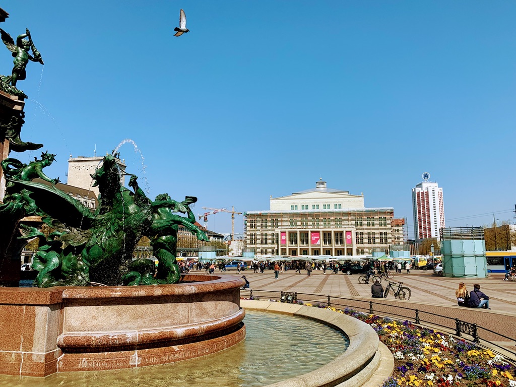 Blick auf das Opernhaus in Leipzig.